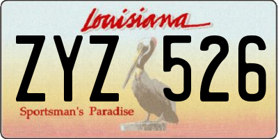 LA license plate ZYZ526