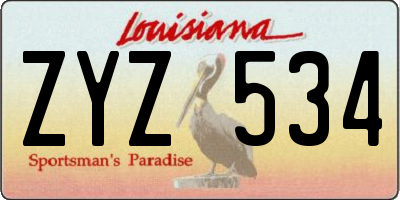 LA license plate ZYZ534