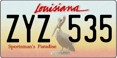LA license plate ZYZ535
