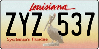 LA license plate ZYZ537