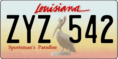 LA license plate ZYZ542