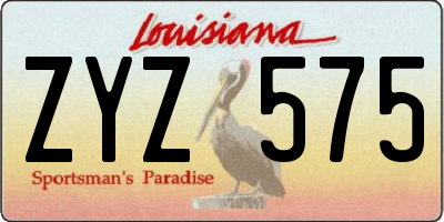 LA license plate ZYZ575
