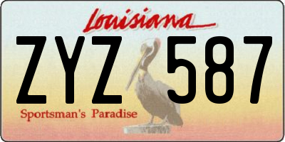 LA license plate ZYZ587