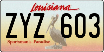 LA license plate ZYZ603