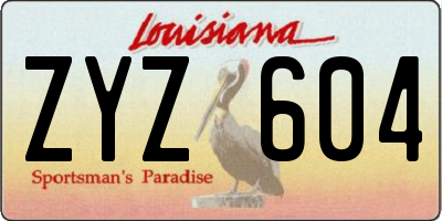 LA license plate ZYZ604