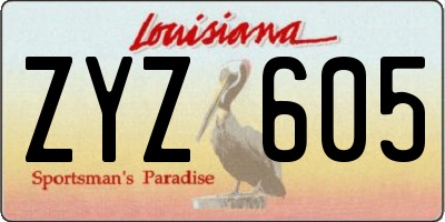 LA license plate ZYZ605