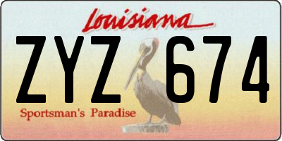 LA license plate ZYZ674