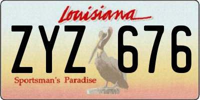 LA license plate ZYZ676