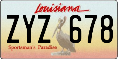 LA license plate ZYZ678