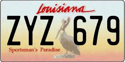 LA license plate ZYZ679