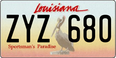 LA license plate ZYZ680