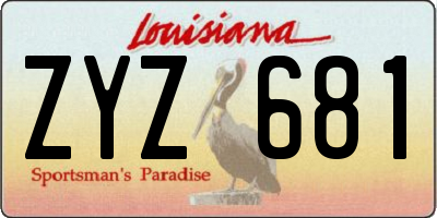 LA license plate ZYZ681