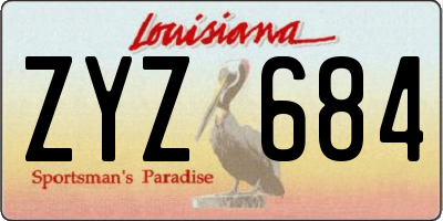 LA license plate ZYZ684