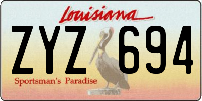 LA license plate ZYZ694