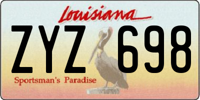 LA license plate ZYZ698