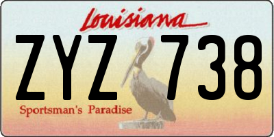 LA license plate ZYZ738