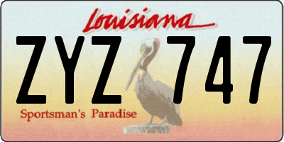 LA license plate ZYZ747