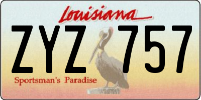 LA license plate ZYZ757
