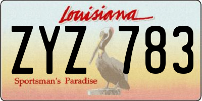 LA license plate ZYZ783