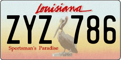 LA license plate ZYZ786