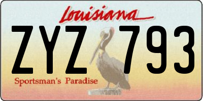 LA license plate ZYZ793