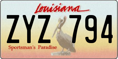 LA license plate ZYZ794