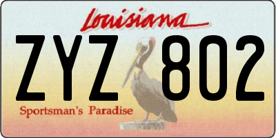 LA license plate ZYZ802