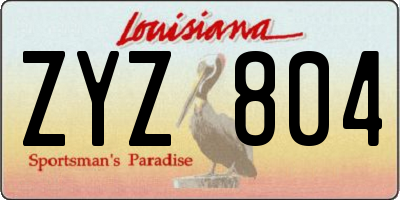 LA license plate ZYZ804