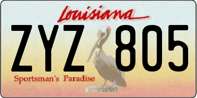 LA license plate ZYZ805