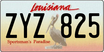 LA license plate ZYZ825