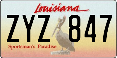 LA license plate ZYZ847