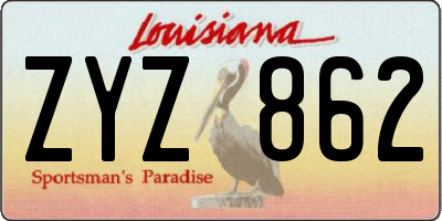 LA license plate ZYZ862