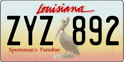 LA license plate ZYZ892