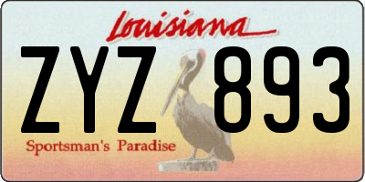 LA license plate ZYZ893