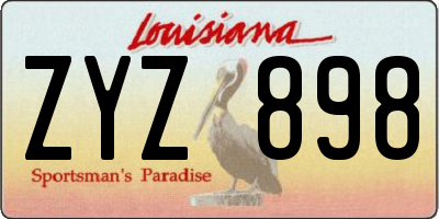 LA license plate ZYZ898