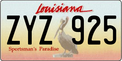 LA license plate ZYZ925