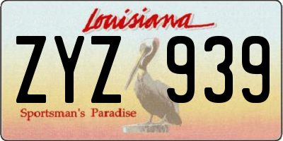 LA license plate ZYZ939