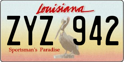 LA license plate ZYZ942