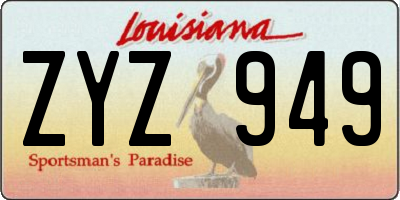 LA license plate ZYZ949