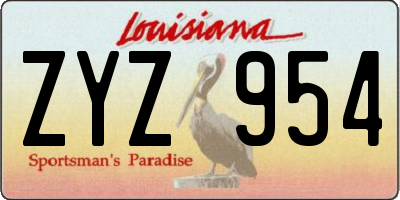 LA license plate ZYZ954