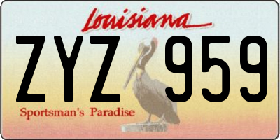 LA license plate ZYZ959