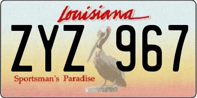 LA license plate ZYZ967