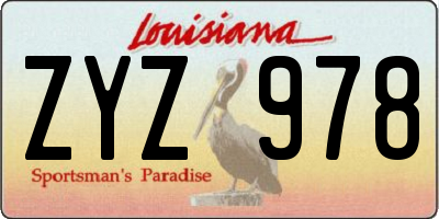 LA license plate ZYZ978