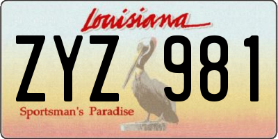 LA license plate ZYZ981