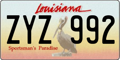 LA license plate ZYZ992