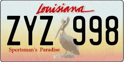 LA license plate ZYZ998