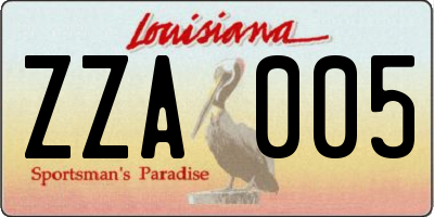 LA license plate ZZA005