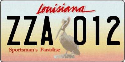 LA license plate ZZA012