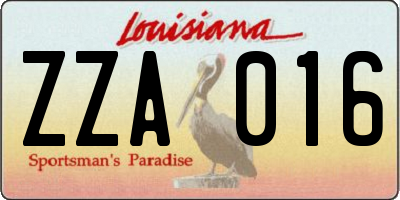 LA license plate ZZA016