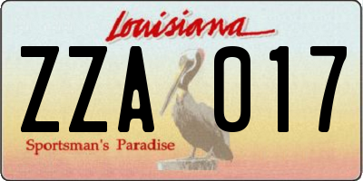 LA license plate ZZA017